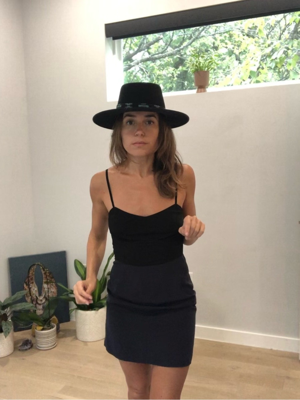 AllSaints Black and Navy Satin Mini Dress